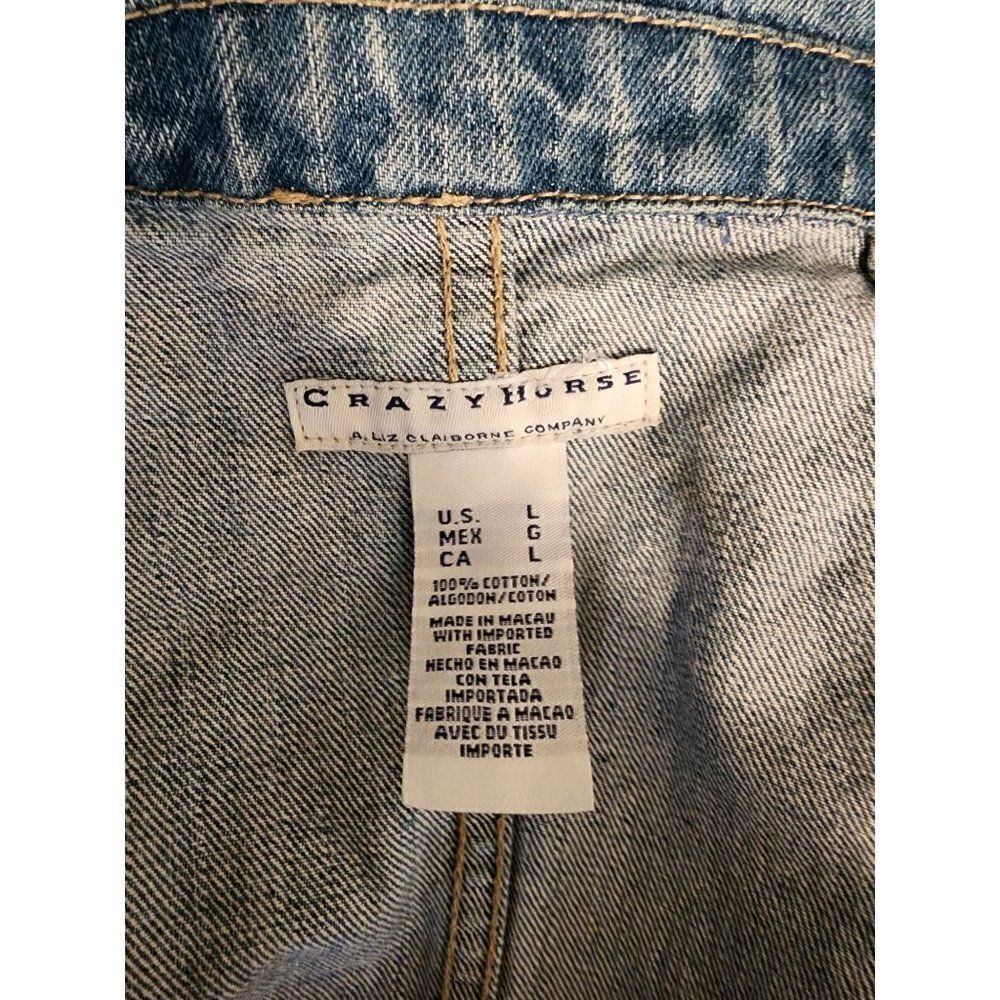 Crazy Horse Embroidered Floral Denim Jacket in Large - Picture 8 of 9